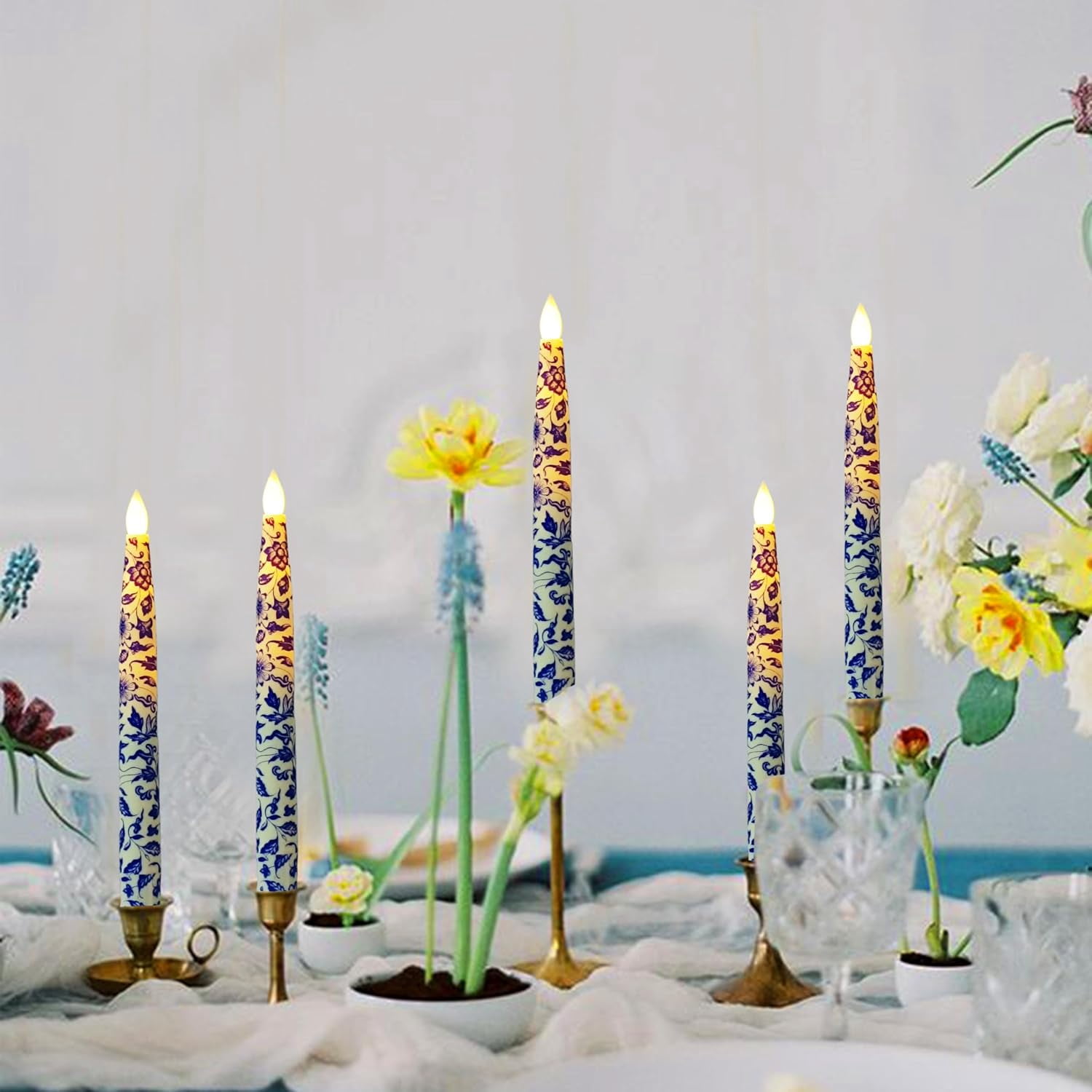 XINAOBAOLUO 12PCS Floral Floating Candles with Wand,Flickering Warm Light Flameless Floating LED Candle with Wand Remote, Magic Hanging Candles for Halloween Party Birthday Gift