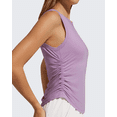 thumbnail image 3 of G4Free Lyocell Ruched Side Workout Tank Tops Woman High Neck Waist Length Gym Tanks Soft Relaxed Fit for Training, 3 of 8