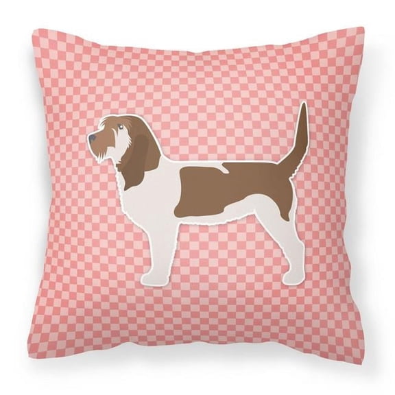 Carolines Treasures BB3590PW1818 Grand Basset Griffon Vendeen Checkerboard Pink Fabric Decorative Pillow