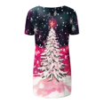 thumbnail image 5 of Puntoco Blusa de cuello en V con mangas raglán cortas y espalda larga con estampado navideño informal a la moda para mujer, 5 of 5