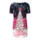thumbnail image 5 of Puntoco Blusa de cuello en V con mangas raglán cortas y espalda larga con estampado navideño informal a la moda para mujer, 5 of 5