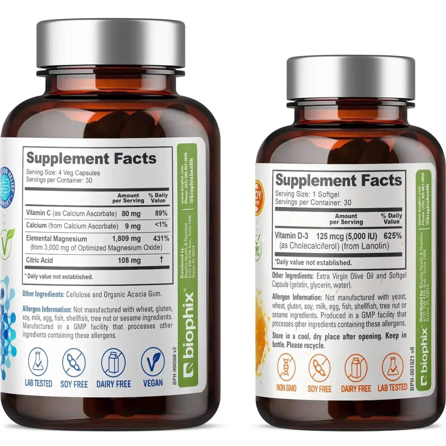 biophix Oxy-Lax 750 mg 120 Vcaps - Free Vitamin D-3 5000 IU 30 Softgels - Natural Magnesium Oxide Oxygen Based Colon Cleanse Gentle Laxative Supports Healthy Digestive Tract Regularity