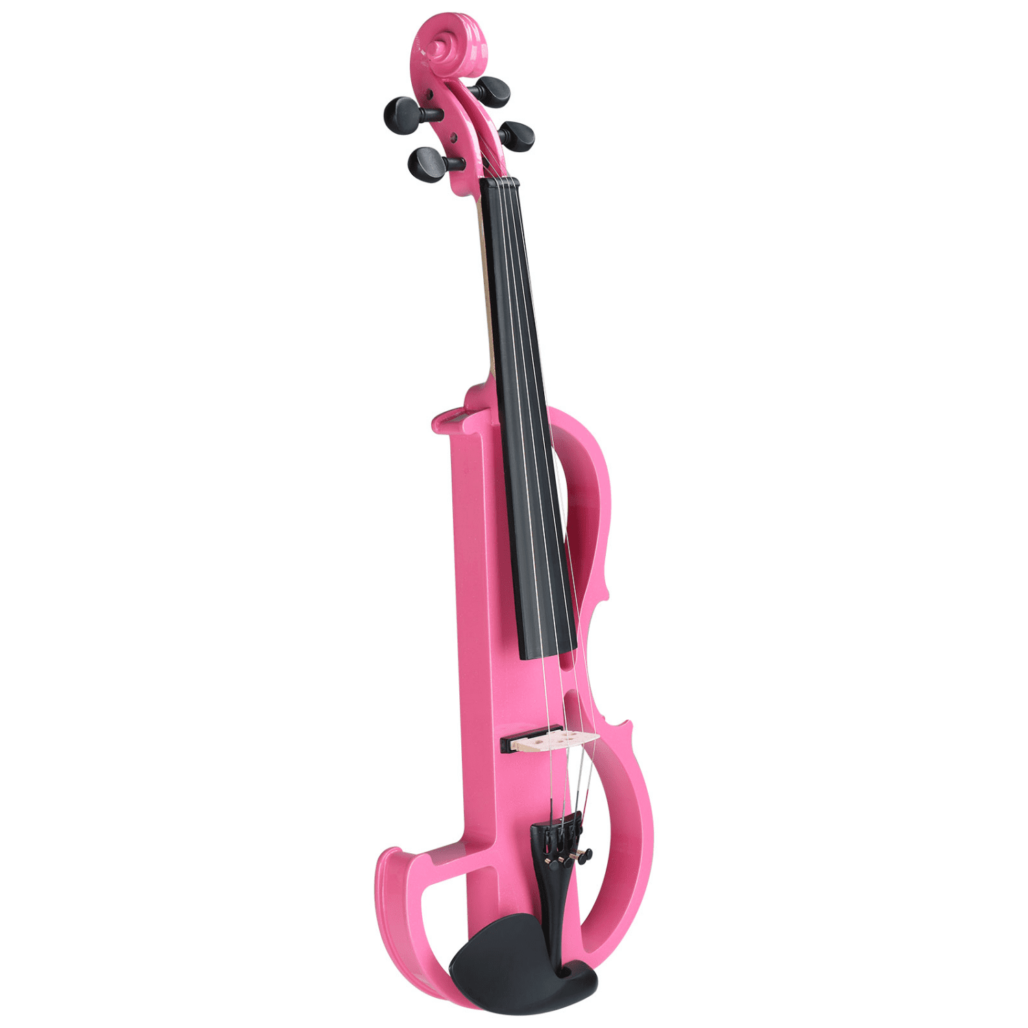 Hassch 4/4 Full Size Electric Violin – Silent Electric Violin with Case, Bow, Rosin, Headphones and Connecting Line for Beginners - Pink