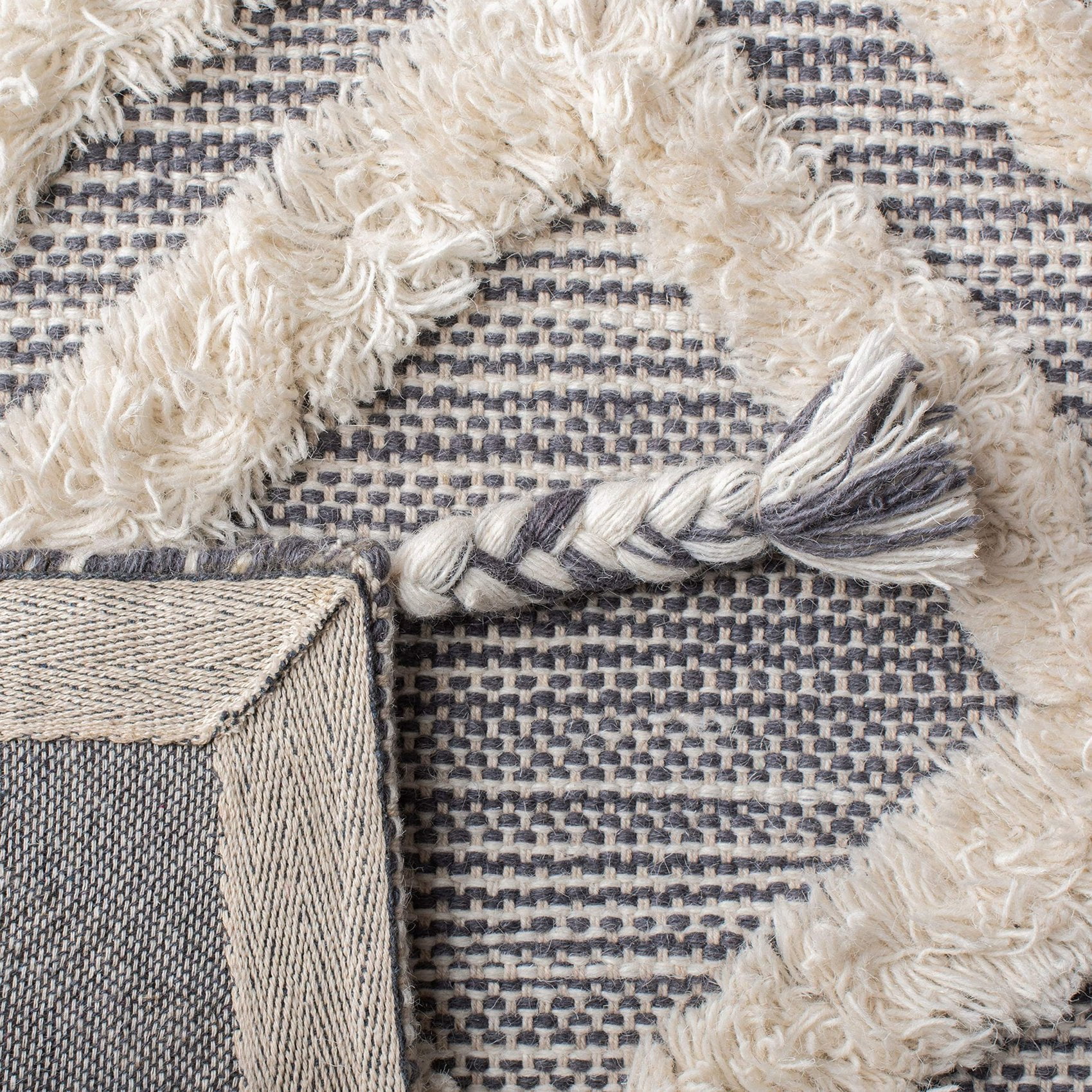 SAFAVIEH Kenya Arline Geometric Wool Area Rug, Grey/Ivory, 5' x 8'