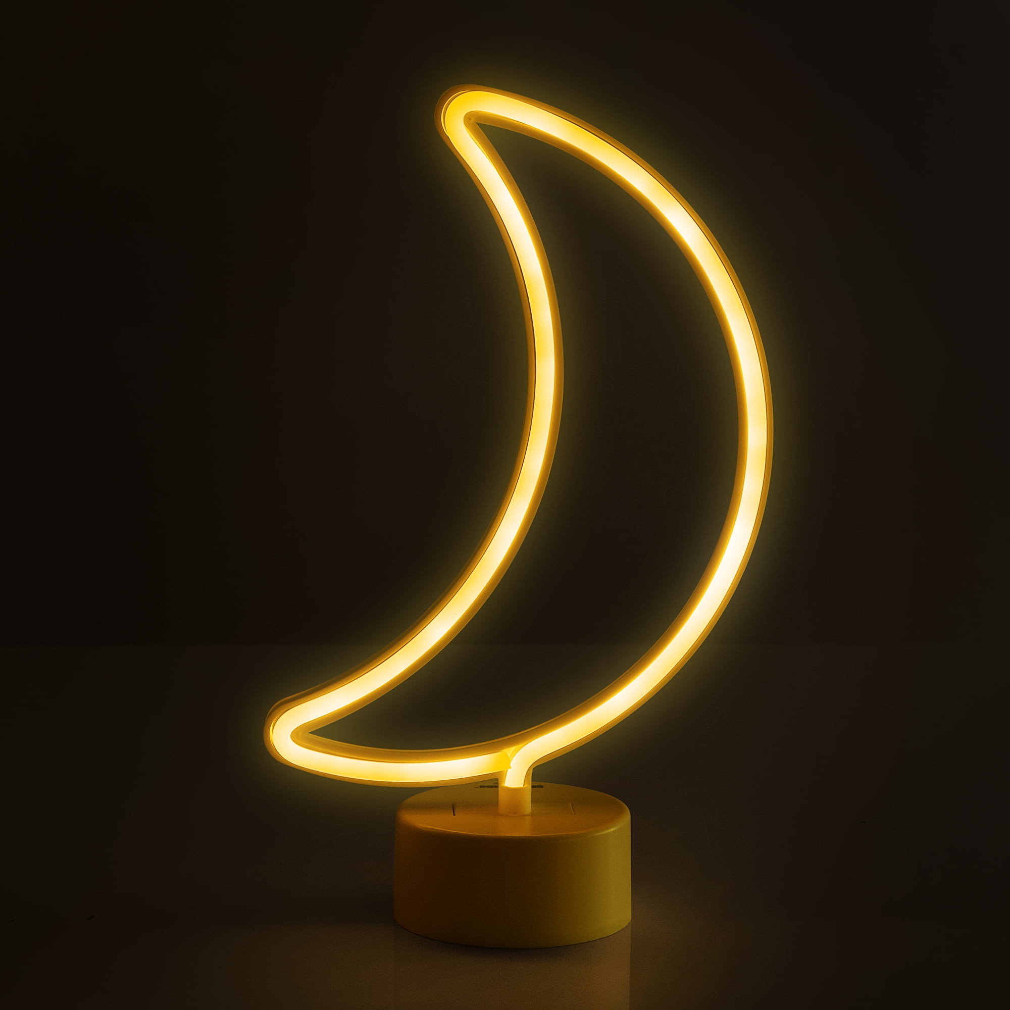 BrightSide 12" Moon Shaped LED Neon Table Light, Warm White, Battery