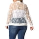 thumbnail image 3 of Chaqueta bomber de encaje floral transparente de manga larga para mujeres de tallas grandes Agnes Orinda 1X blanca, 3 of 6