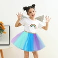thumbnail image 2 of Utlike Girls Skirts Kids Rainbow Colourful Layered Puffy Tutu Tulle Skirt With Wing Outfits For Holiday Party School Mini Skirt For Girl Size 5 Years-8 Years, 2 of 4
