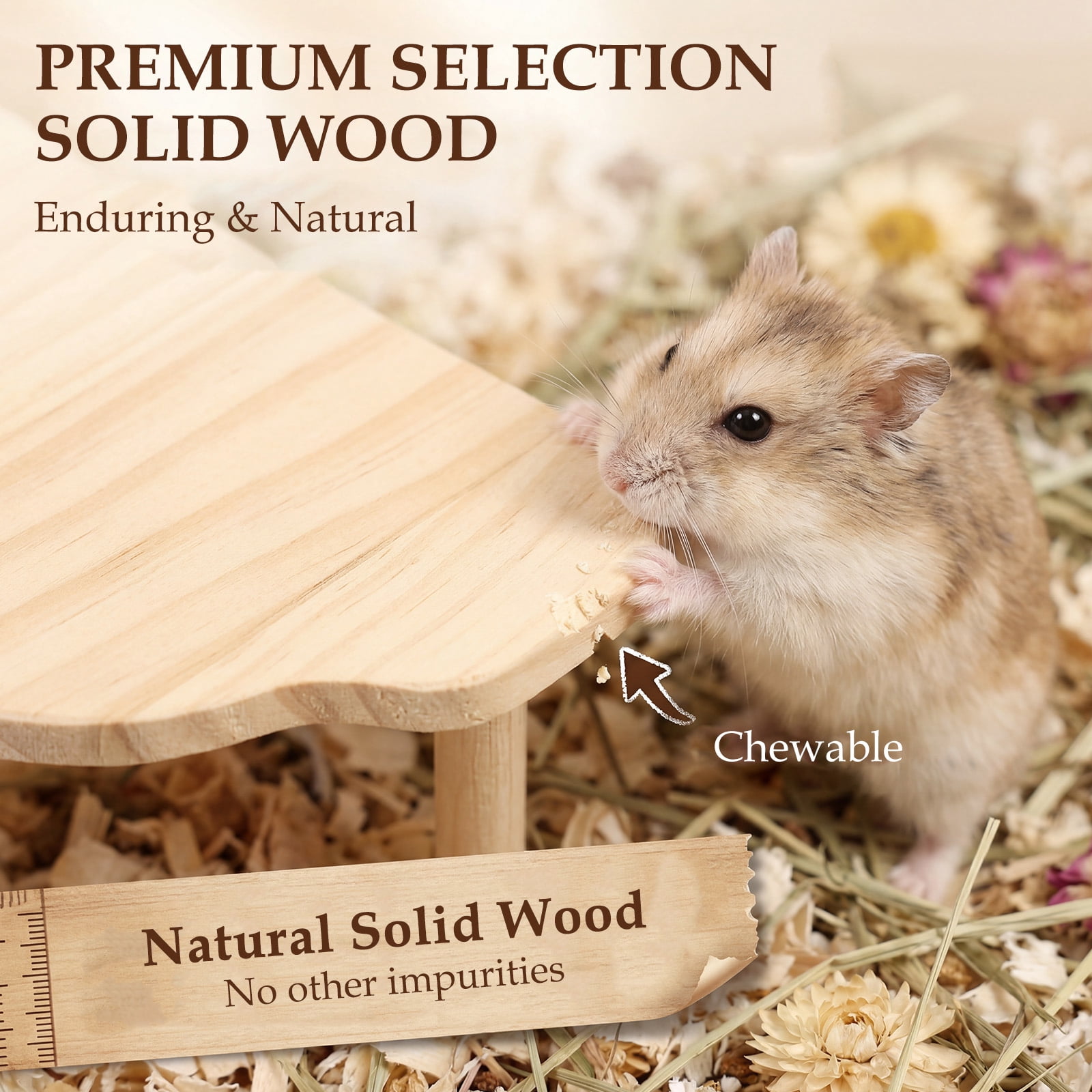 Wooden Hamster Platform Hideout with Ladder Hamster Play Platform Toy Small Pet Playhouse Climbing Toy for Chinchillas Guinea Pigs Golden Squirrels Hedgehogs