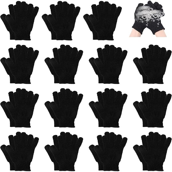 wonima11 60Pcs Exfoliating Gloves Bulk, Exfoliating Body Scrubber Glove Exfoliator for Body Scrub Mitt, Bath Gloves for Shower Exfoliating Shower Gloves for Women Bathing Accessories(Black)