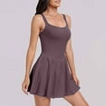 thumbnail image 4 of Clearance! Prolriy Summer Dresses for Women 2024 Women's Workout Athletic Romper Tennis Dress Sleeveless Sportswear in Summer Dress Fitness Suit Built in Shorts Womens Summer Dresses Brown XL, 4 of 5