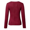 thumbnail image 5 of Womens Long Sleeve Textured Tops Crewneck Solid Ribbed Slim Fit Casual Basic Tee Shirts 2025 Fall Fashion Y2K Blouses, 5 of 5