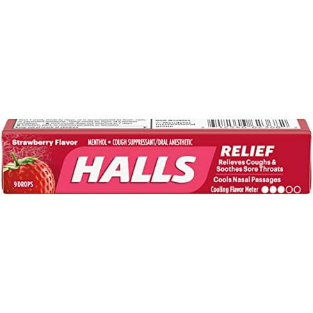 EXP:6-10-25Halls Cough Drops  Srawberry  9 Ct (Box of 20)