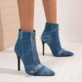 thumbnail image 6 of UngA Knee High Boots Women's Leather Basketweave Texture Tall Boots Blue,6, 6 of 7