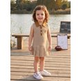thumbnail image 6 of RUINIXCW Toddler Baby Girl Football Dress Outfit Infant Girl Summer Fall Tank Dress Rubby Embroidery Sleeveless Turn Down Collar Stripe Pleated Dress, 6 of 9