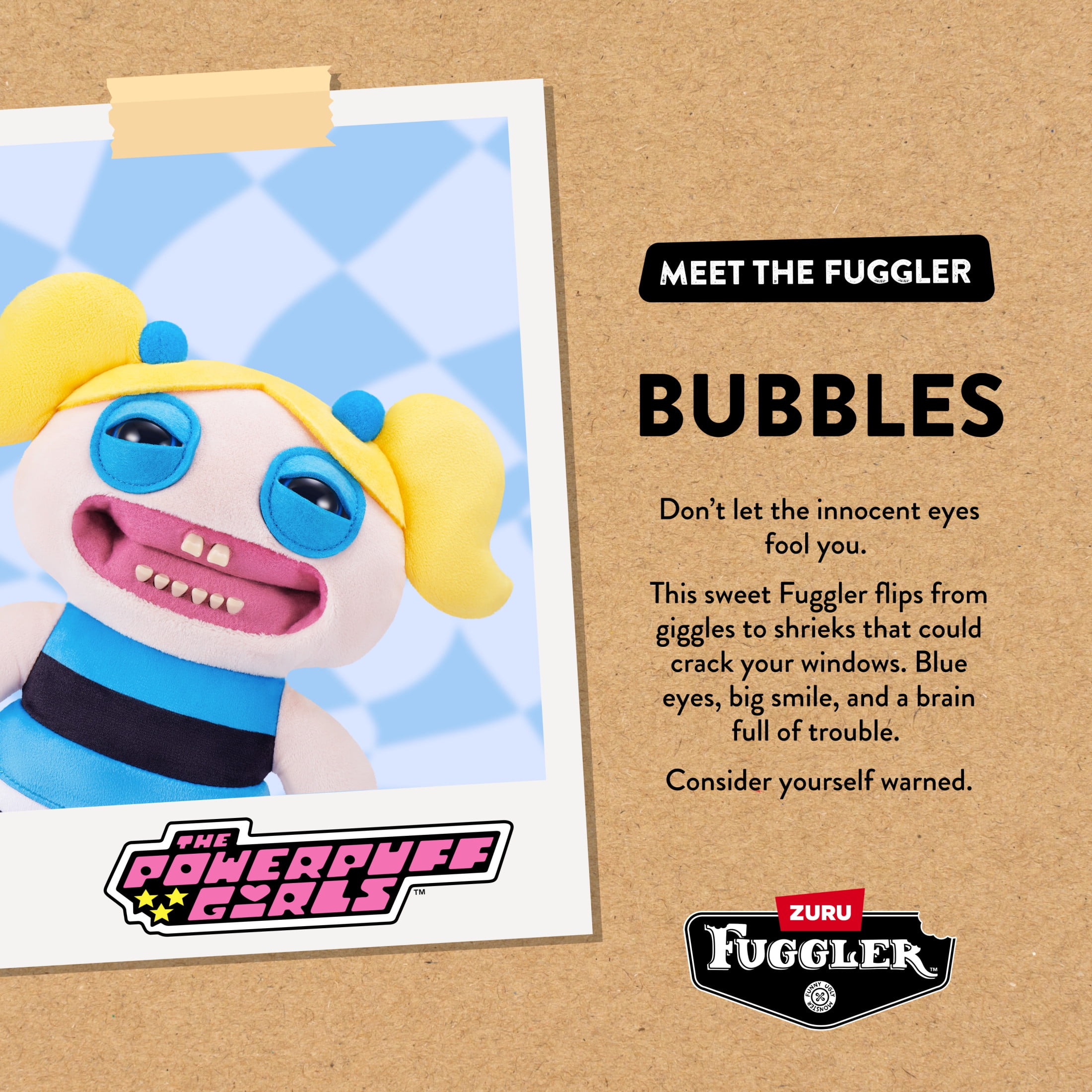 Fuggler Powerpuff Girls 9 inch (Bubbles), Funny Ugly Monster Soft Stuffed Plush Toy by ZURU