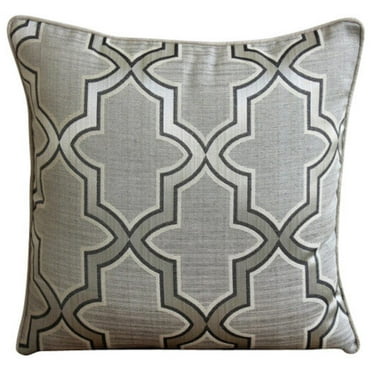 Grey Pillow Shams, Lattice Trellis Pillow Shams, 24x24 inch (60x60 cm) Pillow Shams, Square Cotton Blend Pillow Sham, Contemporary Pillow Shams, Geometric - Gray Trellis