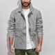 thumbnail image 1 of pstuiky camisa de manga larga para hombre, Camiseta lisa de manga larga con cuello vuelto para hombre, informal, elegante, cómoda, con bolsillos, botones y cremallera. salir tops xxxl, 1 of 6