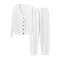 thumbnail image 4 of FAIWAD Women's 2 Piece Outfits Sweater Sets Long Sleeve Button Knit Cardigan and Pants Teen Girls Lounge Set, 4 of 8