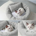 thumbnail image 4 of JoyMoreToys Cozy Soft Round Dog Bed with Pillow for Head Support, Fluffy Donut Dog Bed with Non-Slip Bottom, 17.7x17.7x3.9 Inch, Round Pet Sleep Rest Nest, 4 of 8