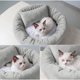 thumbnail image 4 of Cama redonda para perros con almohada elevada | Colchón para mascotas de felpa suave para perros y gatos pequeños | Cojín Grueso Antideslizante para Portajaulas | 17,7 x 17,7 x 3,9 pulgadas | 95%, 4 of 8