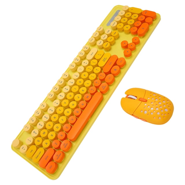 Clavier et Souris Sans Fil Rétro Punk, Clavier USB 2,4G avec Ensemble de Souris de Jeu Réglable à 3 DPI