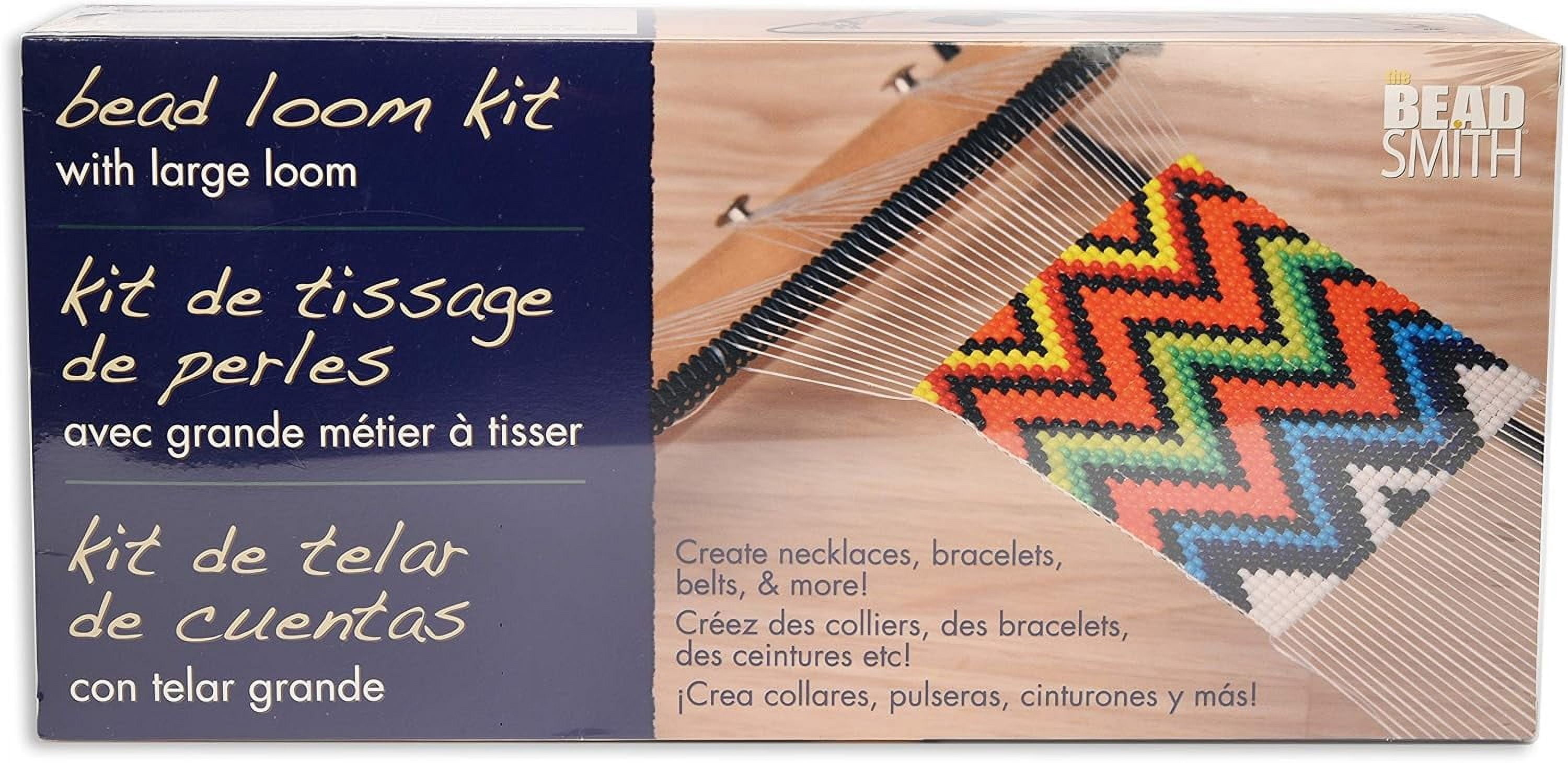 The Beadsmith Extra Wide Metal Bead Loom Kit, Includes Extra Wide Loom (14.5" x 6" x 8.5"), Thread, Needles, and 36 Grams Glass Beads for Bracelets, Necklaces, Belts, and More