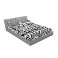 thumbnail image 2 of Ambesonne Tribal Fitted Sheet & Pillow Sham Set, Cave Drawings, Queen, Black White, 2 of 2