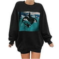 thumbnail image 6 of Jsaierl Crewneck Sweatshirts Women Cute Whales Print Sweatshirt Top Long Sleeve Lightweight Fall Pullover Oversized Sweatshirts, 6 of 9