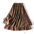 thumbnail image 6 of Chic Embroidery Linen Cotton Long Skirts for Women in Summer. Elastic Waist, Pleated. Elegant -Line. Beige. S, 6 of 7