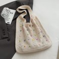 thumbnail image 4 of Bolso Hombro Ganchillo para Mujer Bolsos Mano A La Playa Verano () Blanco, 4 of 6