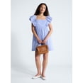 thumbnail image 2 of Free Assembly Women's and Women's Plus Square Neck Flutter Sleeve Mini Dress, XS-4X, 2 of 5