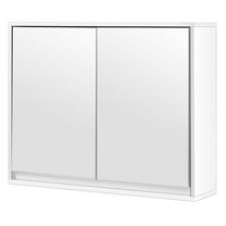 Costway Wall Mounted Bathroom Medicine Cabinet Storage Cabinet Double Mirror Door Organizer Shelf White