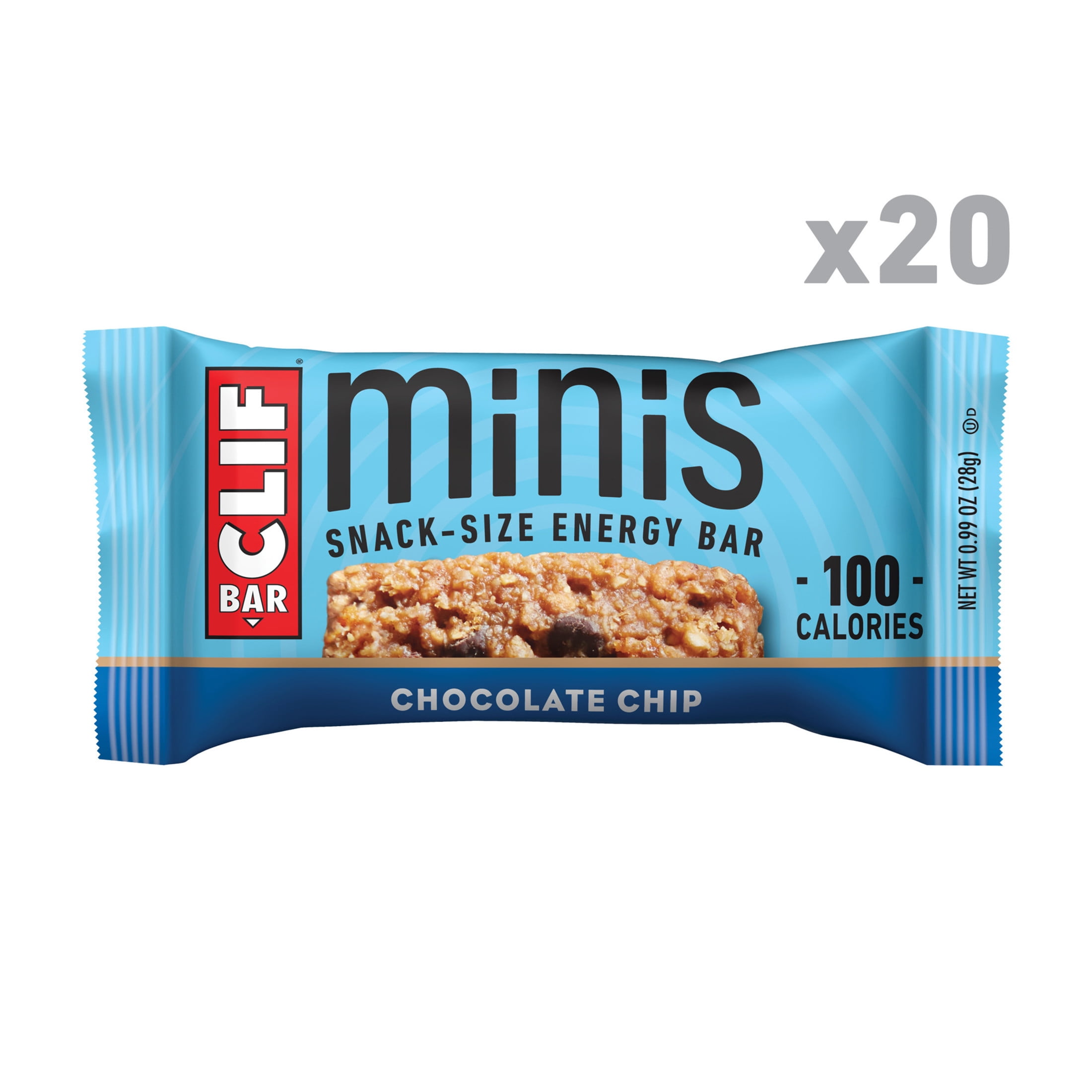 (4 pack) CLIF BAR Minis Chocolate Chip Flavor Snack-Size Energy Bars, 20ct