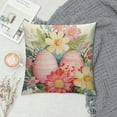 thumbnail image 2 of COMIO  Happy Easter Pillow Covers, Striped Hello Spring Floral Bunny Rabbit Eggs Decorative Farmhouse Throw Pillowcases for Home Sofa Couch Decoration, 2 of 5