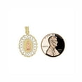 thumbnail image 5 of 14k Tricolor Gold, Virgin Mary Guadalupe Pendant Religious Charm Oval Filigree 15mm with 18" Dainty Neck Chain, 5 of 9