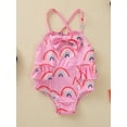 thumbnail image 3 of ITFABS Baby Girls One-Piece Swimsuit, Rainbow Print Bow Front Sleeveless Ruffle Beach Bathing Suit, 3 of 9