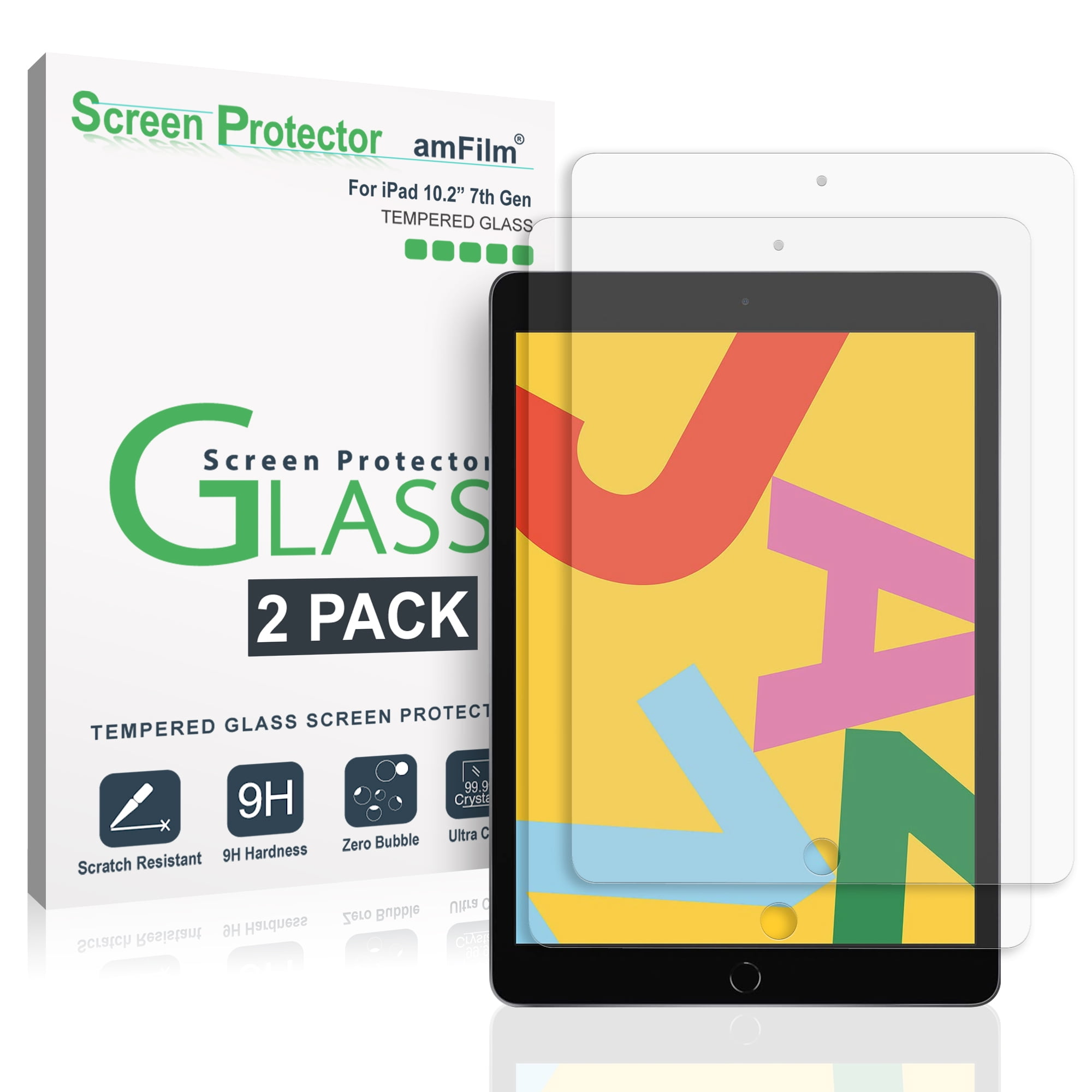 iPad 8 Screen Protector Glass (2 Pack) - Case Friendly Tempered Glass