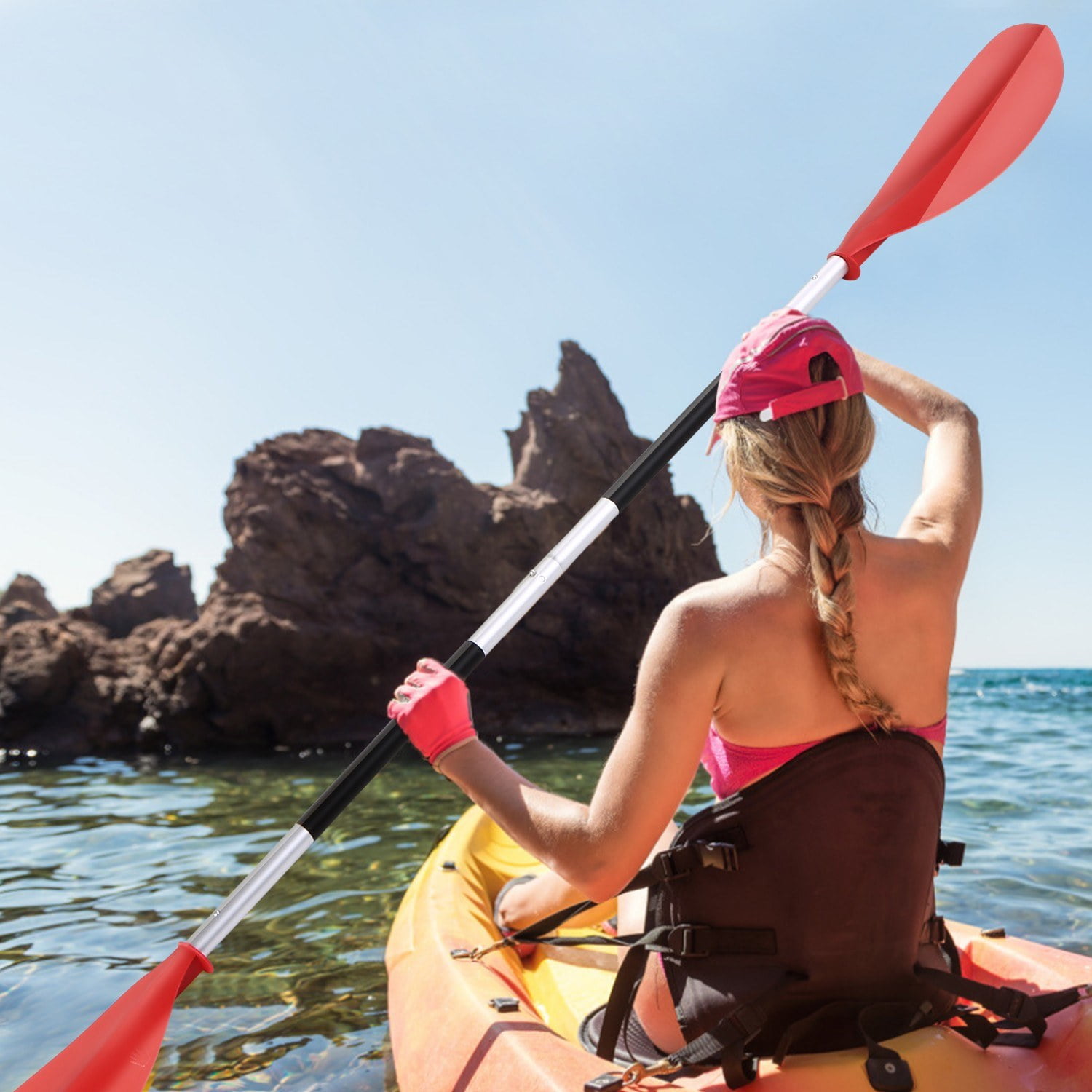 4-Piece Asymmetrical Kayak Paddle Set with Quick Release