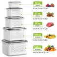 thumbnail image 2 of TINANA 5 Pack Produce Saver Containers for Fridge 12–140 oz, BPA-Free Airtight Food Storage with Removable Colander, Stackable Vegetable & Fruit Keeper Bins, 2 of 5