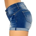 thumbnail image 4 of nerohusy Denim Shorts Women,Jean Shorts Womens Teen Girls Casual Summer Mid Rise Stretchy Ripped Cuffed Hem Denim Shorts with Pockets,Blue,S, 4 of 9