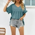 thumbnail image 3 of Women's Casual Tshirts V Neck Tops Ruffle Short Sleeve T Shirt Blouses,Tunic Tops for Lady Casual Summer Loose Tops, 3 of 4