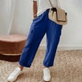 thumbnail image 7 of Tauxra Linen Wide Leg Casual Pants with Drawstring Waist and Side Pockets for Women, Breathable Summer Vacation Trousers, 7 of 7
