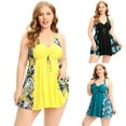 thumbnail image 3 of Plus Size 2-Piece V Neck Tankini Swimsuits for Women Flowy Floral Swimdress with Boyshorts, 3 of 8
