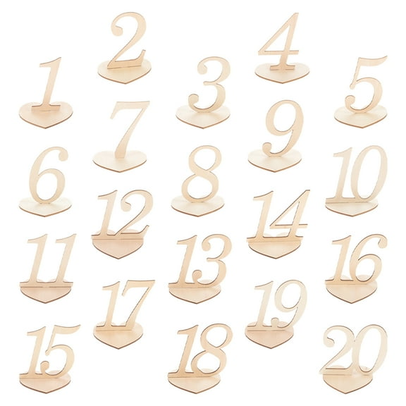 Wooden Table Numbers for Wedding Decor Khaki Color Elegant Signs Display 20 Pieces