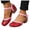 Red, variant on Womens Chunky Mid Heels Mary Janes Dress Shoes Boho Retro Leather Hollow out Ankle Strap Casual Roman Sandals