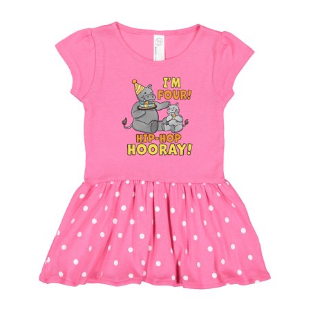 

Inktastic I m 4 Hip Hop Hooray Cute Hippo Family Gift Toddler Girl Dress