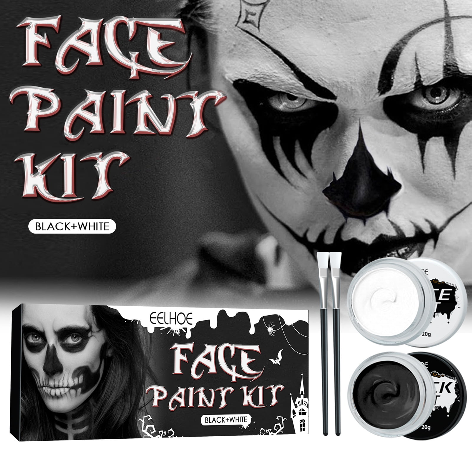 Wharick 40g Halloween Face Paint Black and White Face Body Painting
