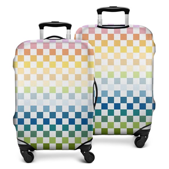 Colorful Gradient Checkerboard Checkered Pattern Luggage Cover Fashion Suitcase Cover Baggage Covers Fit 25-28 Inch Luggage (Go Travel)