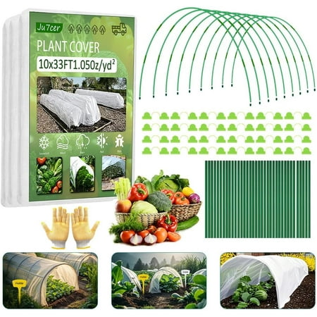 36pcs Garden Mesh Netting Kit,10x30FT Garden Netting For Raised Beds,6 Sets Garden hoops,Garden Protection For Raised Beds Greenhouse Vegetable Plants Flowers Animals,Garden Netting Pest Barrier