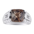 thumbnail image 1 of RYLOS Cushion Shape Checker Top 12MM Smoky Quartz Color Stone & Diamonds Set in Sterling Silver Size 9, 1 of 6